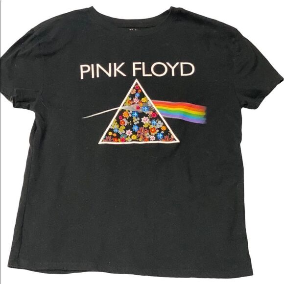 Pink Floyd Floral Embroidered Short Sleeve Graphic Tee Shirt - Picture 2 of 4